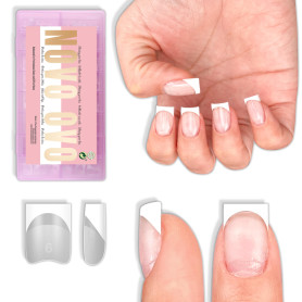 NOVO OVO Lot de 224 faux ongles blancs courts carrés courts et carrés - Zone adhésive - Pour gel souple et acrylique - Unisexe -