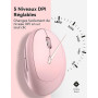 TECKNET Souris Ergonomique sans Fil 2.4G, 4800 DPI Souris Verticale, Rose | 5 Niveaux DPI Réglables, 6 Boutons, Réduction Bruit