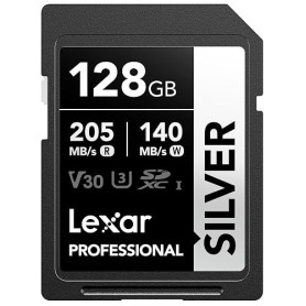 Lexar Silver Carte SD 128Go, UHS-I Carte SDXC Jusqu'à 205 Mo/s en Lecture, 140 Mo/s en écriture, V30, 4K UHD Video, U3, Classe 1