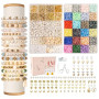 Lynnmos Perles pour bracelet, Kit 8000+ pièces, Perles heishi plates 6mm, 2 boîtes lettres DIY, Création bijoux bracelets collie