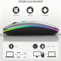 Wowssyo Souris sans fil USB 2,4 GHz - Souris Bluetooth - 1600 DPI - Suivi optique - Rechargeable - LED - Double mode - Pour ordi
