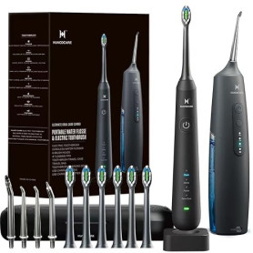 Kit de nettoyage buccal 2-1 - Hydropulseur dentaire et brosse à dents électrique - Brosse à dents et fil dentaire - Pour le nett