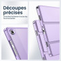 JETech Coque pour Samsung Galaxy Tab A9 Plus 11", Violet Clair | Étui Housse Dos Translucide Fin, Support 3 Volets, Veille/Révei