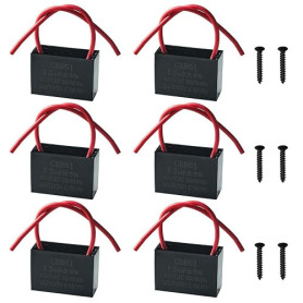 GTIWUNG Lot de 6 Condensateurs CBB61 450V 1.5 µF AC 50/60 Hz Climatiseur Ventilateur Moteur Condensateur de Marche Démarrage pou