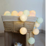 GuirLED - Guirlande lumineuse boules coton LED USB - Veilleuse bébé 2h - Adaptateur secteur double USB 2A inclus - 3 intensités 