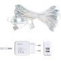 GuirLED - Guirlande lumineuse boules coton LED USB - Veilleuse bébé 2h - Adaptateur secteur double USB 2A inclus - 3 intensités 