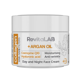 Revitalab - Crème De Jour Et Nuit Au Collagène Hydratante Anti-Âge, Enrichie En Acide Hyaluronique, Coenzyme Q10, Huile D’Argan 