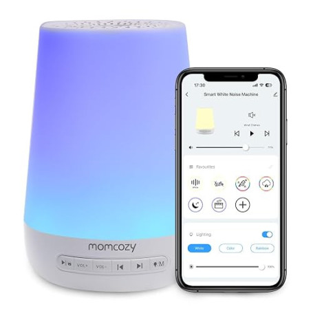 Momcozy Machine à Bruit Blanc, 34 Sons, Veilleuse 7 Couleurs, APP, DB03 | Portable, Bébé, Adulte, Sommeil, Thérapie, Nouveau-né,