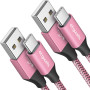 etguuds Câble USB C Rose 2Pack 1M, Câble Type C Charge Rapide Nylon Tressé | Câble Chargeur USB A vers USBC pour iPhone 17 16 15