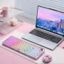 YUNZII X98 Clavier Mécanique Translucide avec Molette (Rose, Cristal) | Bluetooth5.0/2,4 Ghz sans Fil/USB-C Filaire, Switch Pré-