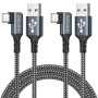 SIZUKA Câble USB C Coudé 90 Degrés 3M/Lot De 2, Câble Type C Charge Rapide | Long Cable Chargeur Type C pour iPhone 17 16 15, Sa