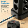 Vopersnake Multiprise Tour avec Interrupteur, 8 Prises et 4 USB, Parafoudre & Protection Contre Surtension, Rallonge Electrique 