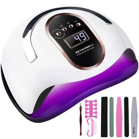 Beyao Lampe LED professionnelle pour ongles 168 W Sèche-ongles UV Machine Nail Art maison salon avec capteur automatique, 4 minu