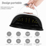 Beyao Lampe LED professionnelle pour ongles 168 W Sèche-ongles UV Machine Nail Art maison salon avec capteur automatique, 4 minu