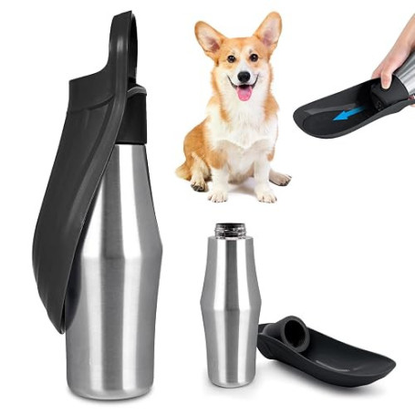 Bouteille d'eau pour Chien: 750ml Gourde pour Chien Pliable à 180° | Bouteille d'Eau Portable pour Animaux de Compagnie, Gourde