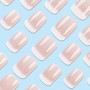 Ceboic 24 Pièces Faux Ongles Français, Carré Court Ongles à Coller Rose Blanc Gradient Press on Nails, Couverture Complète Acryl