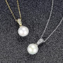 VIKI LYNN Collier Pendentif Perle de Culture 7-8mm Bijoux Fantaisie Femme en Argent Fin 925 et Zircon Cubique Idée Cadeau Femme