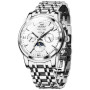 OLEVS Hommes Montre Automatique Auto - Enroulement Phase De Lune Calendrier Hommes Squelette Montre en Acier Inoxydable Luxe Mon