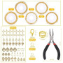 Euakee Lot de 5 rouleaux de chaîne à maillons dorés - Au mètre - Accessoires de fabrication de bijoux avec 50 breloques en acier