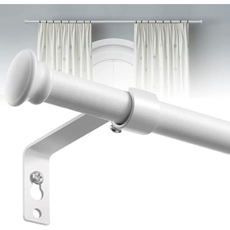 Tringle à Rideaux, 71-347cm Tringle à Rideau Extensible avec Couvercle et Supports Ensemble de Quincaillerie en Acier Inoxydable