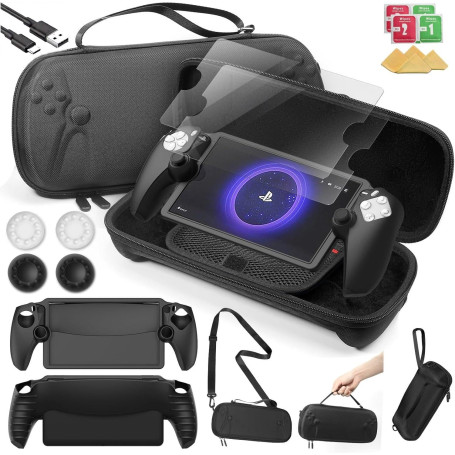 TicEaik 14 en 1 Accessoires pour PlayStation Portal, Étui de Transport pour PS Portal avec 2 Protecteurs d'écran, 1 Coque de Pro