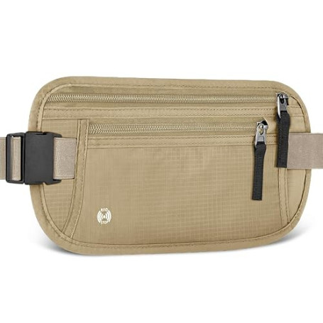 Aucuu Sac Banane de Voyage avec RFID Blocage, Sac Banane de Antivol Ultra Fin pour Homme Femme, Ceinture de Voyage de Sécurité I