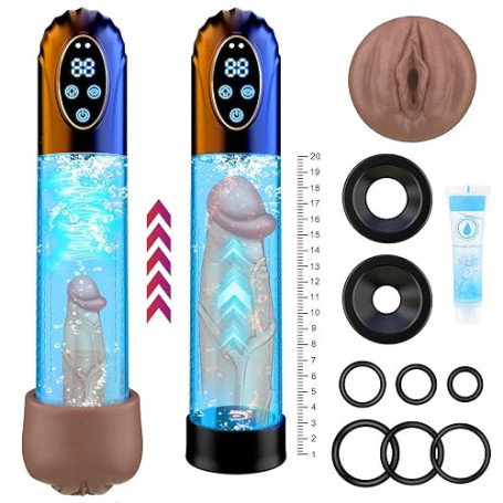 Pompe à Pénis Sextoyse Homme Sex-Masturbateurs masculins avec 6 D'aspiration& 6 Anneaux de pénis,Pompe à Pénis Vibromasseurs ave
