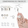 TOAOB 1150pcs Crochets de Boucles d'oreilles en Kit Loisirs Créatifs Multicolores 18mm et 4mm Anneaux de Sauter avec 200pcs Ferm