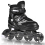 LIRENGUI Réglables Patins à roulettes en Ligne pour garçons et Filles, Noir Blanc Patins à roulettes à 4 Roues pour Adolescents 