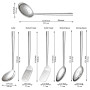 Evanda Ensemble de 6 pièces d’ustensiles de cuisine robustes en acier inoxydable, accessoires de cuisine Home Essentials