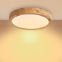 Baerolc Plafonnier LED Rond, 20W Luminaire Plafonnier Bois 30cm | Blanc Chaud 3000K Plafonnier chambre, Lampe de Plafond Moderne