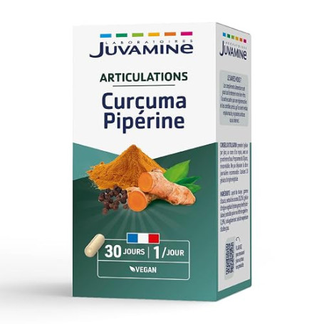JUVAMINE Articulations, Tendons - Curcuma - Mobilité, Souplesse - 30 Gel | Pipérine, Confort Articulaire, Flexibilité, Santé Mus