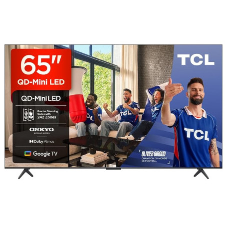 TCL 65Q6C QD-Mini LED TV, 4K HDR Premium 1000nits, Smart TV alimenté par Google (Dolby Vision IQ et Atmos, système Audio Onkyo 2