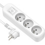 Electraline 32040 Bloc 3 prises avec interrupteur/fiche plate 1,5 m Blanc