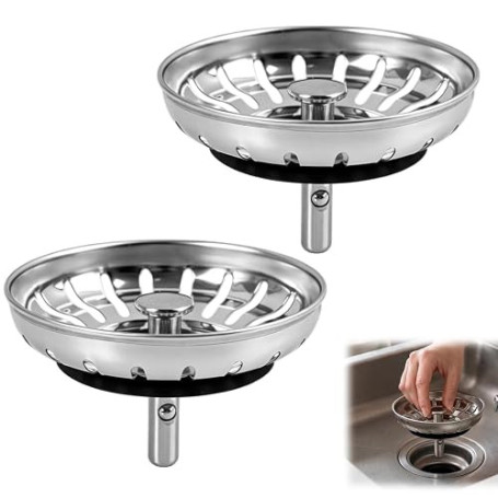 2 Pièces 79/80mm Bouchons Évier Cuisine, Universel Cuisines Bouchon Éviers, Bouchon Éviers Cuisines Filtre avec Goupille Réglabl