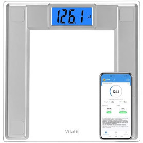 Vitafit 250kg Pèse-personne Électronique avec Poids et BMI, Balance Pese Personnes Connectée Bluetooth, 8mm En Verre Trempé avec