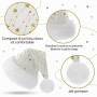 KONVINIT Blanc Bonnet de Noel Luxe Bonnet Pere Noel avec Paillette Chapeau de Noel de Velours Costume pere Noel Homme Femme,blan