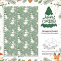 Lot de 6 feuilles de papier cadeau de Noël vert sauge, bonshommes de neige, flocons de neige, branches de pin, rennes, gnomes, 6