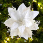 GL-Turelfies Lot de 12 fleurs artificielles - Poinsettia (Étoiles de Noël) pour décoration de sapin de Noël avec paillettes - 15