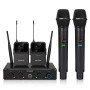 MELONARE Système Micro sans Fil UHF 4 canaux MWM-41-2H2B | 2 micros main, 2 bodypacks, micros casque/cravate, 4 x 10 fréquences,