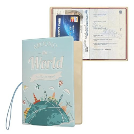 kwmobile Porte-Passeport Voyage - Étui à Rabat avec Fermeture Élastique - Protège-Passeport ou Carte d'Identité - Rouge-Blanc-Gr