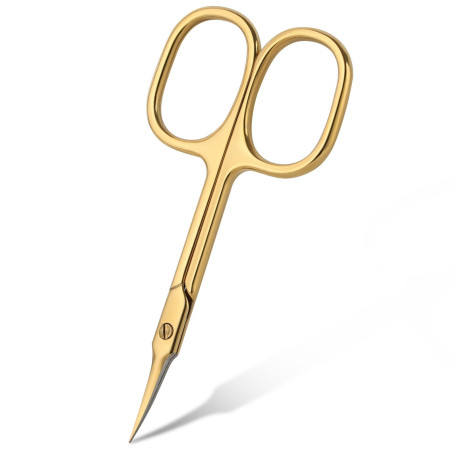 URAQT Ciseaux à Cuticules Professionnel,Ciseaux à Ongles Sourcils,Or Titane | Lame Incurvée en Acier Inoxydable Manucure Pédicur
