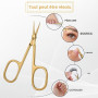 URAQT Ciseaux à Cuticules Professionnel,Ciseaux à Ongles Sourcils,Or Titane | Lame Incurvée en Acier Inoxydable Manucure Pédicur