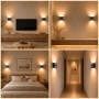 2 x Applique Murale LED Intérieur 7W, 3000K Carrée Applique Murale Chambre | Blanc Chaud Double Fente Lumineuse, Rétro Appliques
