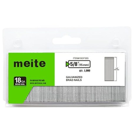 meite Clous de Finition Brad Galvanisés Type 18G/15 mm, Lot de 1000 | Clou pour Cloueuse 18G, pour Plinthes, Moulures, Meubles e