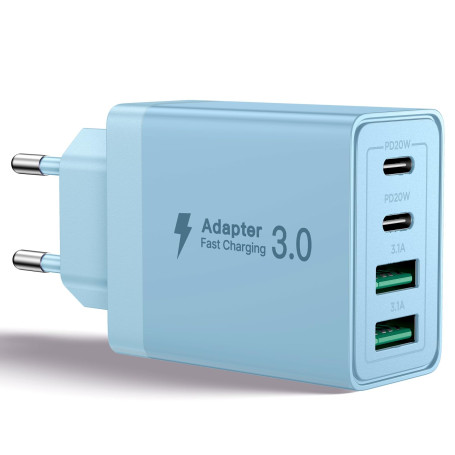 Aioneus Chargeur USB C, 40W 4 Port Prise USBC Chargeur Rapide iPhone, 3.1A PD+QC Type C Adaptateur Multi Secteur Chargeur pour i