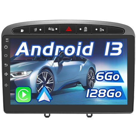 AWESAFE Autoradio Android 13 pour Peugeot 308 408 (2007-2013) | 6Go+128Go | 4G LTE | Écran Tactile 9 Pouces | CarPlay & Android 