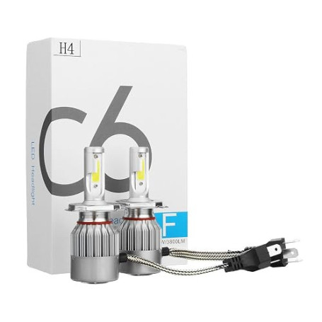 Car passion Kit de 2 lampes avec lumières à LED pour voiture et moto - ampoules bulbes pour phares avant COB H4 C6, 7600 lm, 36