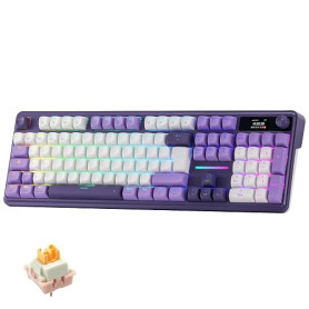 Redragon K762 Pro Clavier Mécanique AZERTY sans Fil Écran TFT et Molette | Tri Mode 2,4 GHz BT USB C Gasket 5 Couches Amortissem