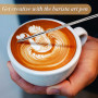 Pot à lait - 350 ml - En acier inoxydable - Avec stylo doseur Mark et Latte Art Pen - Pour cappuccino, expresso, latte art - Par